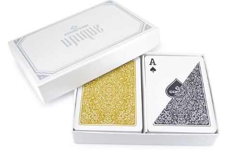 Copag Unique 100% Plastic Playing Cards - Poker Size, Regular Index, Black/Gold 2 Deck Set main image